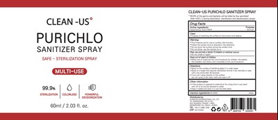 01 Clean Us Purichlo Sanitizer Spray 60ml Label